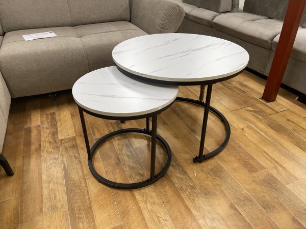 Egymásba tolható kerek dizájn dohányzóasztal szett ( WF280890AAD)