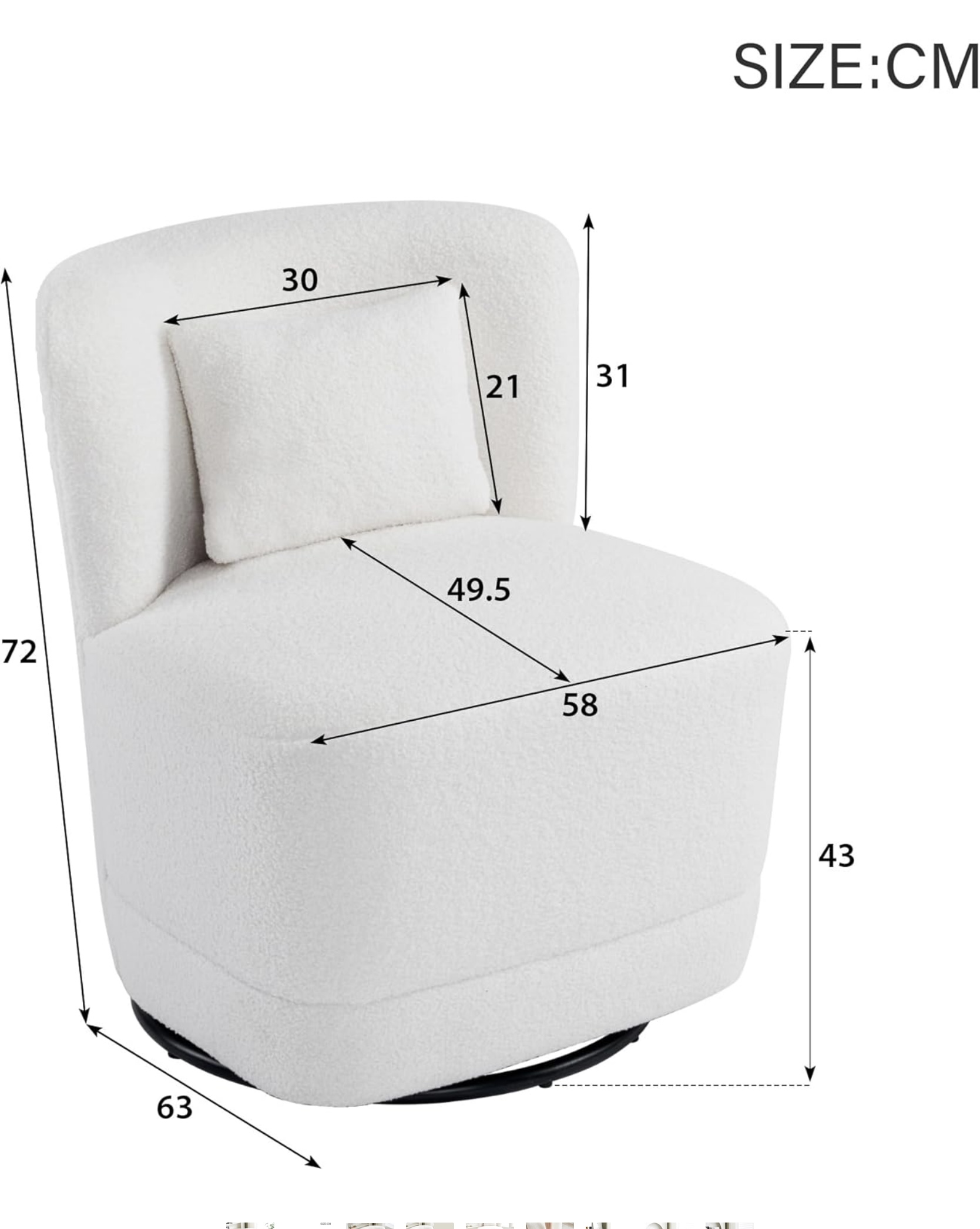 TEDDY párnás "midi" forgó fotel - Image 5