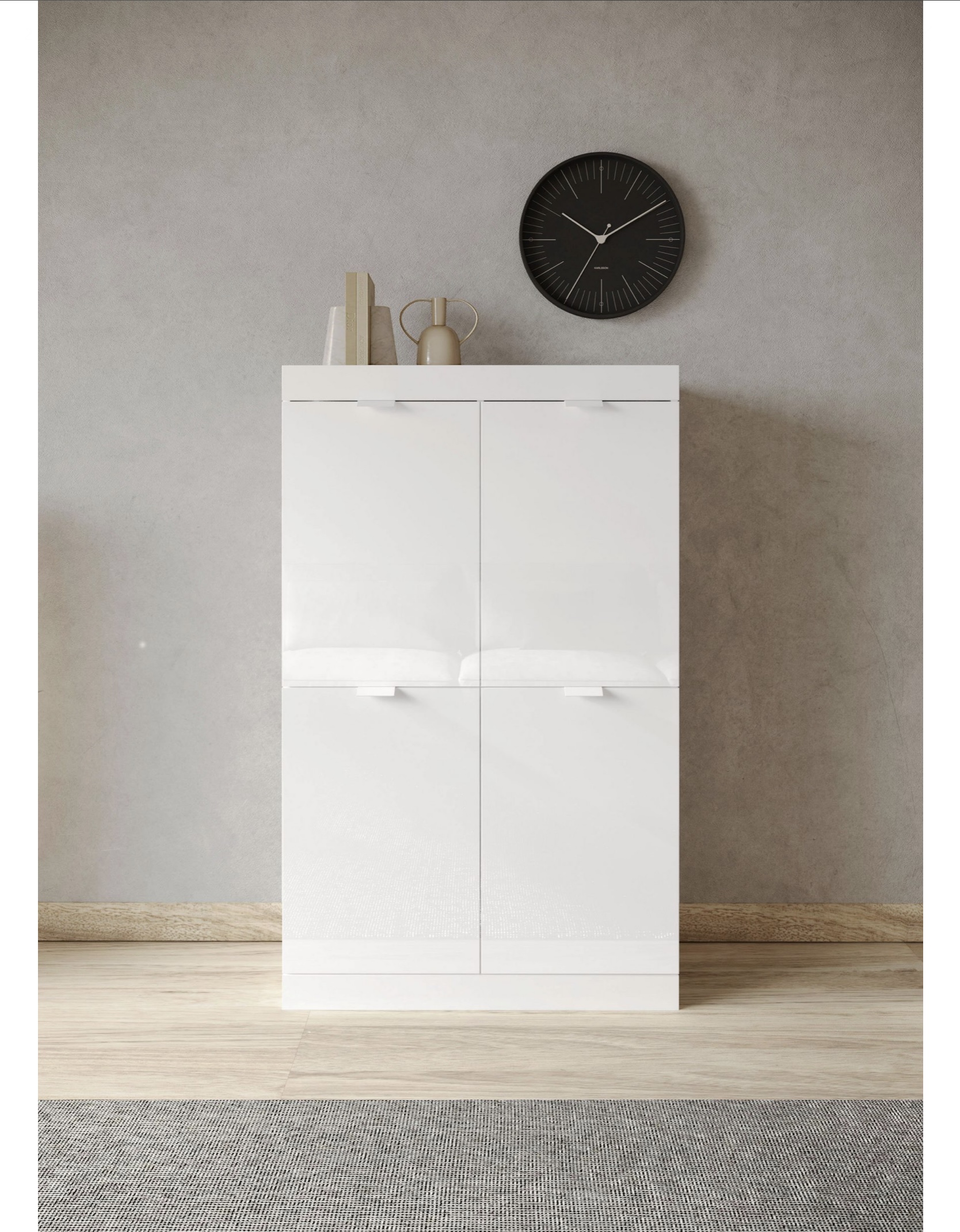 SLIM magasfényű fehér magaskomód 4 ajtóval - Image 2