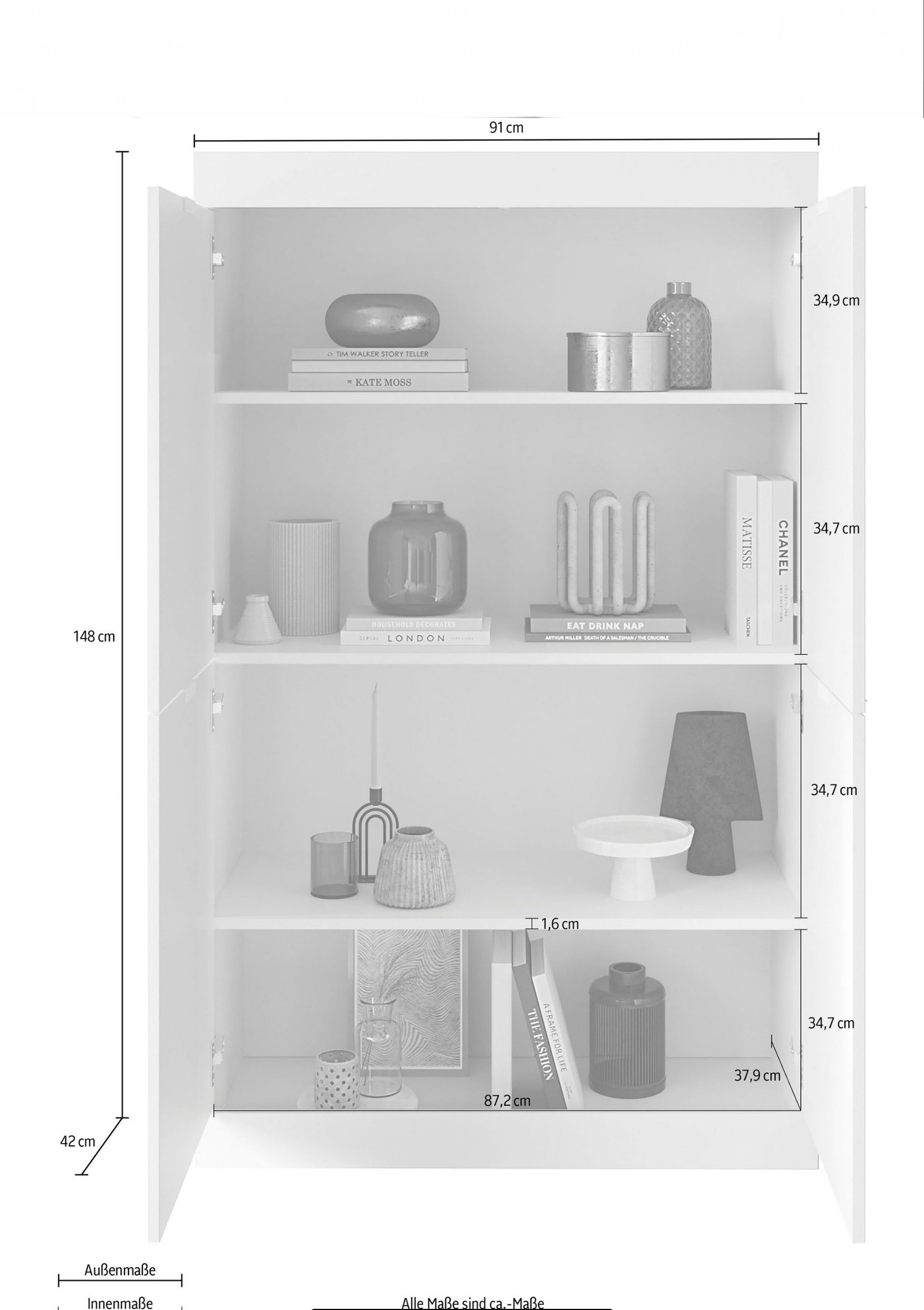 SLIM magasfényű fehér magaskomód 4 ajtóval - Image 4