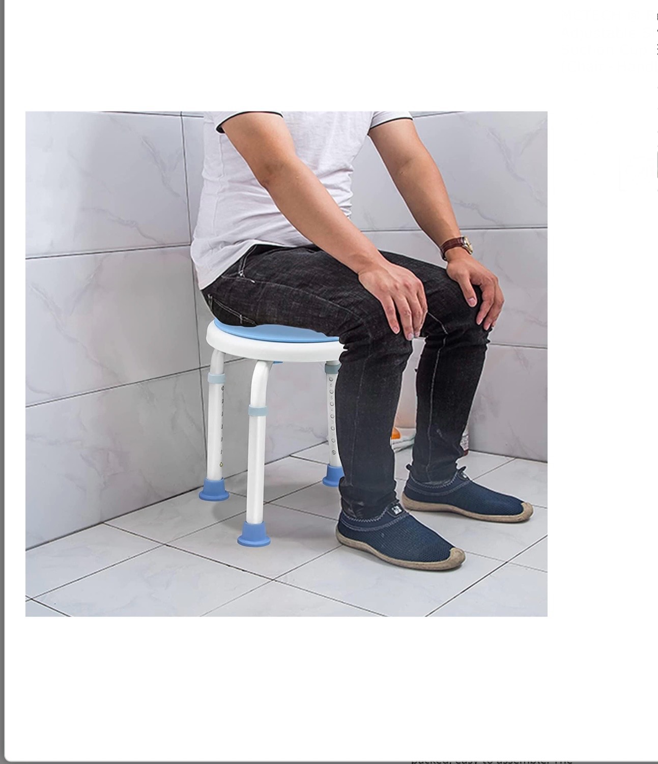 Állítható magasságú zuhanyszék tapadókorongos kádfogantyúval, forgó ülőrésszel (segédeszköz) - Image 6
