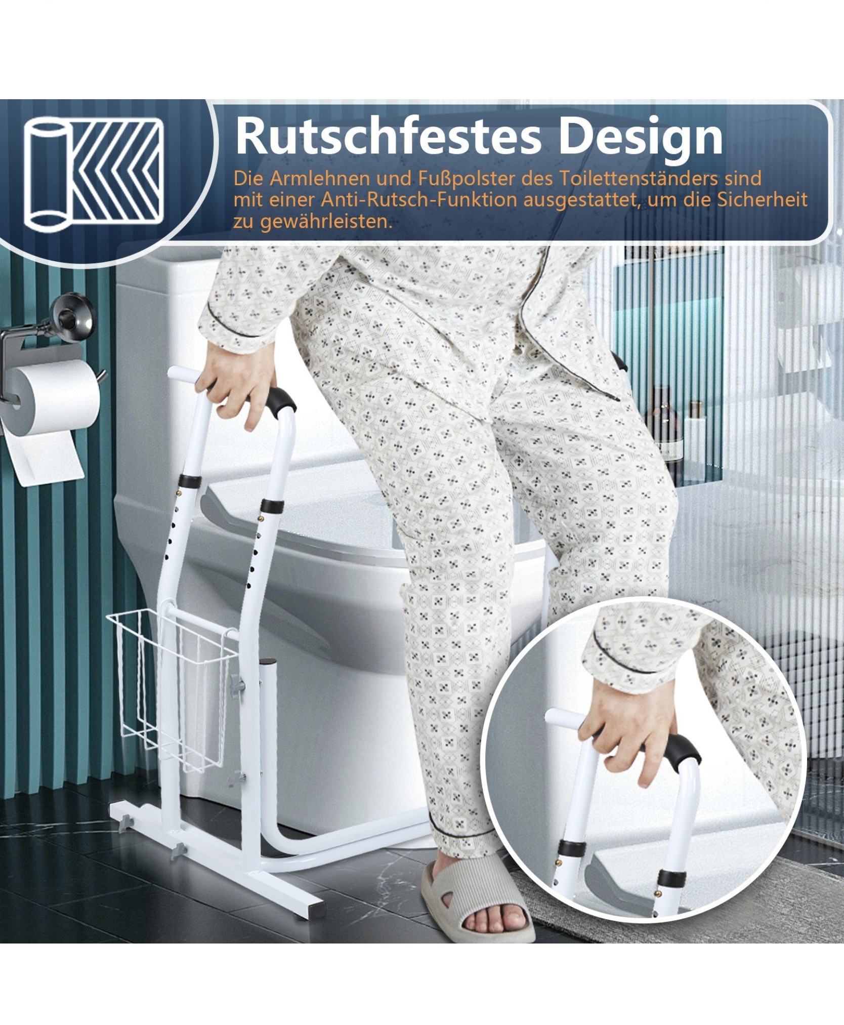 Mobil WC kapaszkodó keret újságtartóval (segédeszköz) - Image 3