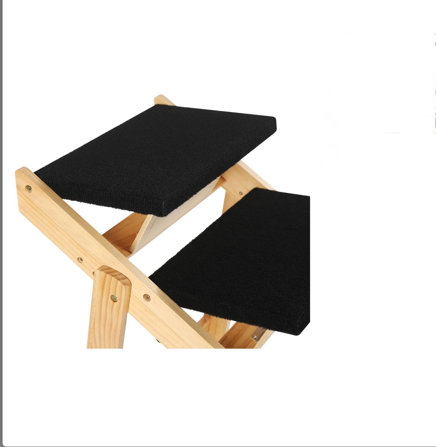 Összecsukható kutyalépcső fenyő 80x47x64 cm 4 lépcsőfok kutyarámpa - Image 5