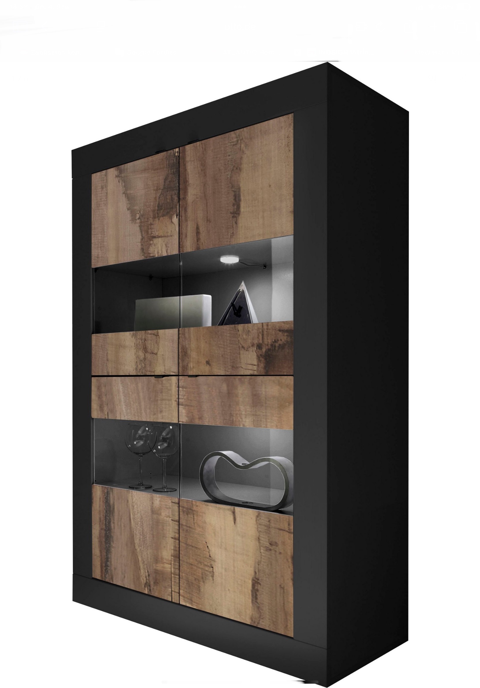 BASIC Modern vitrines szekrény keretes designnal – 4 ajtós, 4 polcos kialakítás - Image 2
