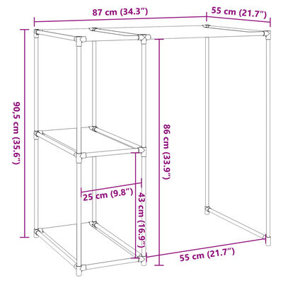 vidaXL 2 szintes krémszínű mosógép feletti tárolóállvány 87x55x90,5 cm - Image 4