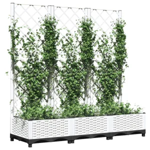vidaXL FEKETE polipropilén rácsos kerti ültetőláda 120 x 40 x 121,5 cm