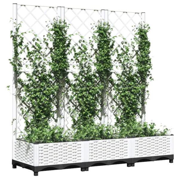 vidaXL FEKETE polipropilén rácsos kerti ültetőláda 120 x 40 x 121,5 cm