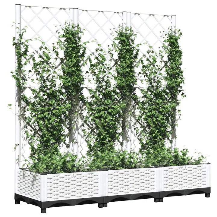 vidaXL FEKETE polipropilén rácsos kerti ültetőláda 120 x 40 x 121,5 cm