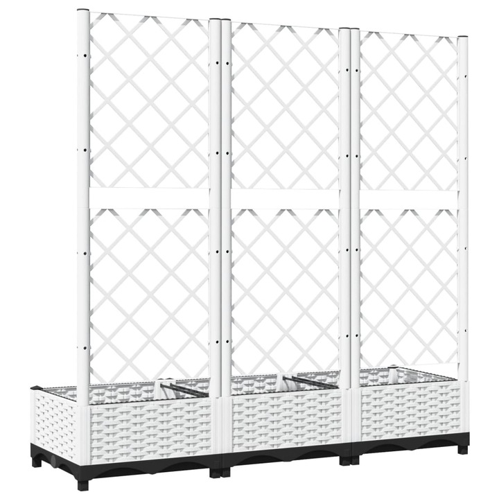 vidaXL FEKETE polipropilén rácsos kerti ültetőláda 120 x 40 x 121,5 cm - Image 3