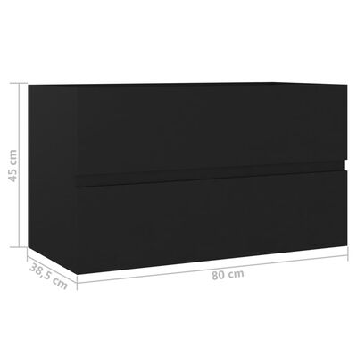vidaXL fekete mosdószekrény 80 x 38,5 x 45 cm - Image 3