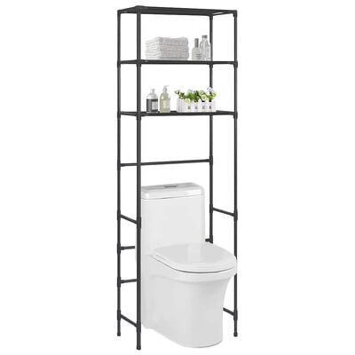 vidaXL 3 szintes fekete WC feletti tárolóállvány 53 x 28 x 169 cm