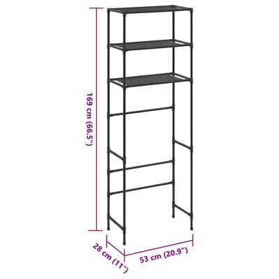 vidaXL 3 szintes fekete WC feletti tárolóállvány 53 x 28 x 169 cm - Image 4