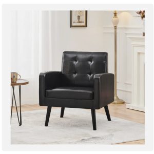 Yaheetech Relaxfotel – modern TV‑ és lounge‑fotel fekete műbőrrel (Y 15)