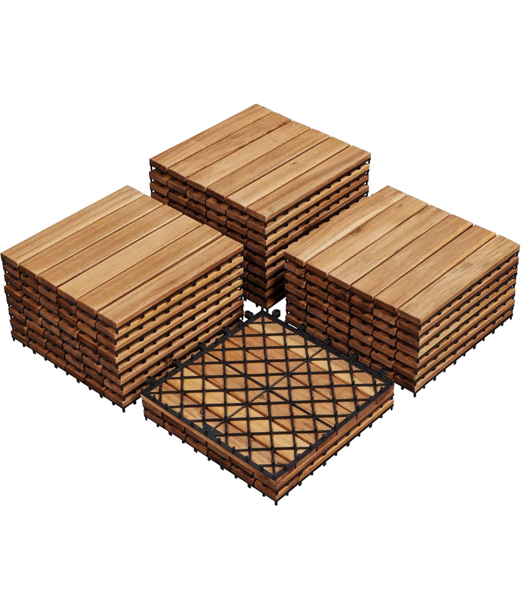 Yaheetech akácfa interlocking kerti padlólap – 37 db (3,33 m²), 30×30 cm, vízálló, UV-álló (Y 9-10) - Image 2