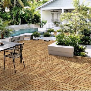 Yaheetech akácfa interlocking kerti padlólap – 37 db (3,33 m²), 30×30 cm, vízálló, UV-álló (Y 9-10)