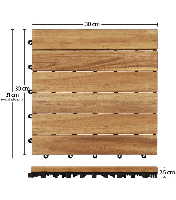 Yaheetech akácfa interlocking kerti padlólap – 37 db (3,33 m²), 30×30 cm, vízálló, UV-álló (Y 9-10) - Image 3