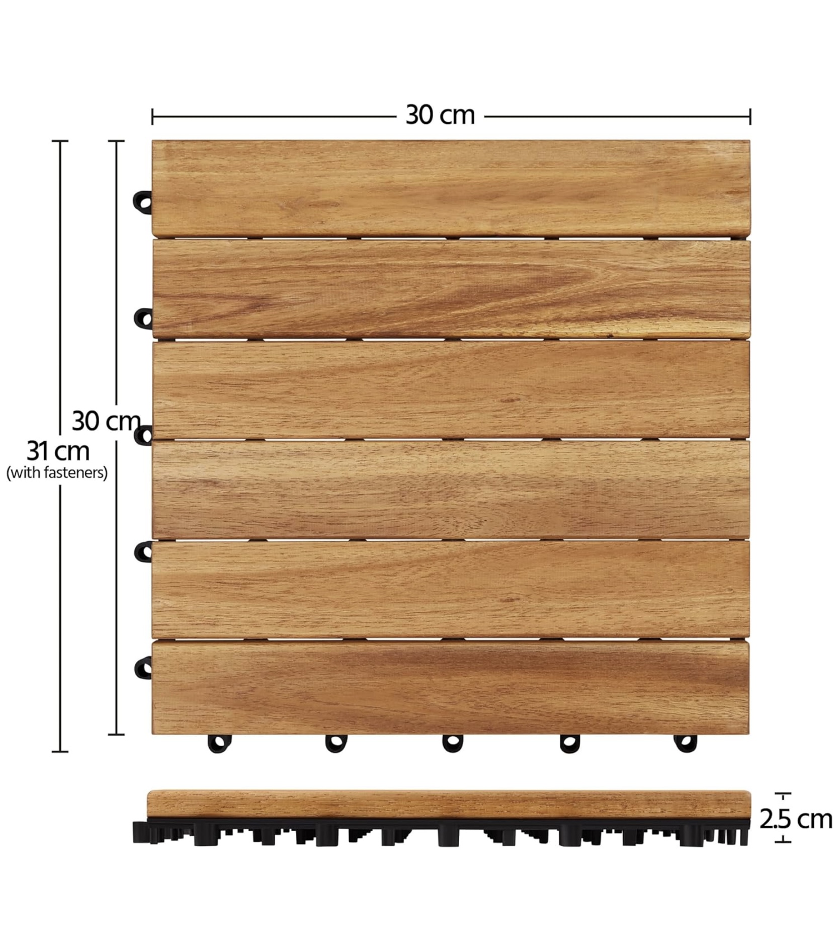 Yaheetech akácfa interlocking kerti padlólap – 37 db (3,33 m²), 30×30 cm, vízálló, UV-álló (Y 9-10) - Image 3