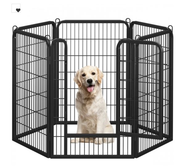 Yaheetech 6 paneles prémium acél kisállat kennel – 100 cm magas, könnyű összeállítás (Y 12)