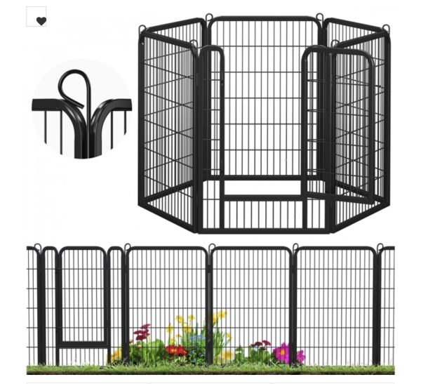Yaheetech 6 paneles prémium acél kisállat kennel – 100 cm magas, könnyű összeállítás (Y 12) - Image 3