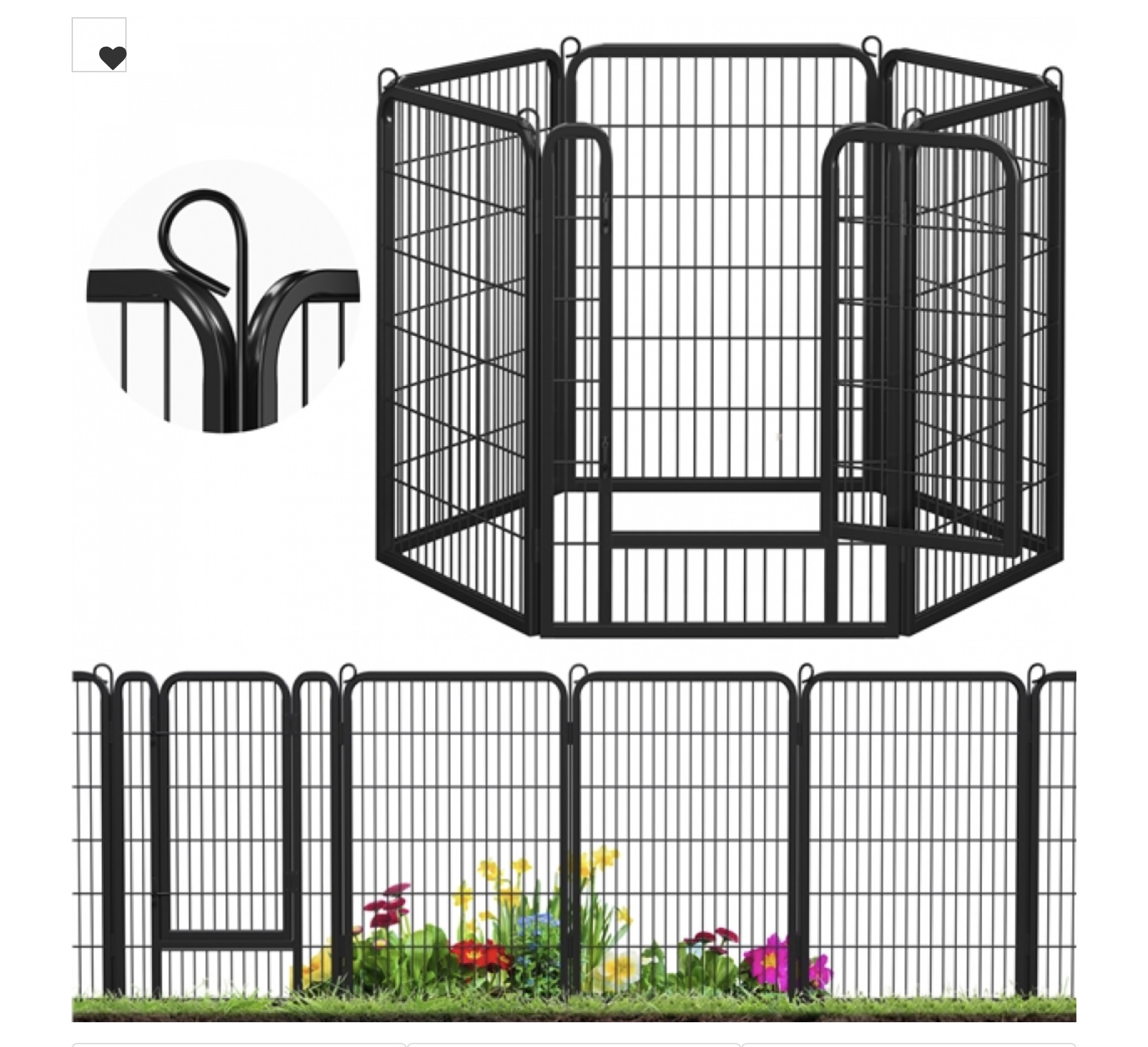 Yaheetech 6 paneles prémium acél kisállat kennel – 100 cm magas, könnyű összeállítás (Y 12) - Image 3