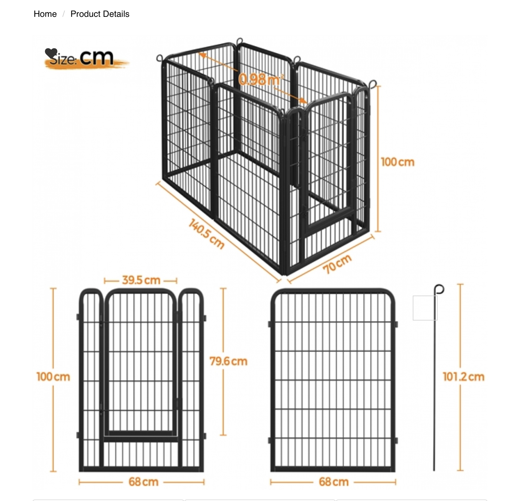 Yaheetech 6 paneles prémium acél kisállat kennel – 100 cm magas, könnyű összeállítás (Y 12) - Image 4