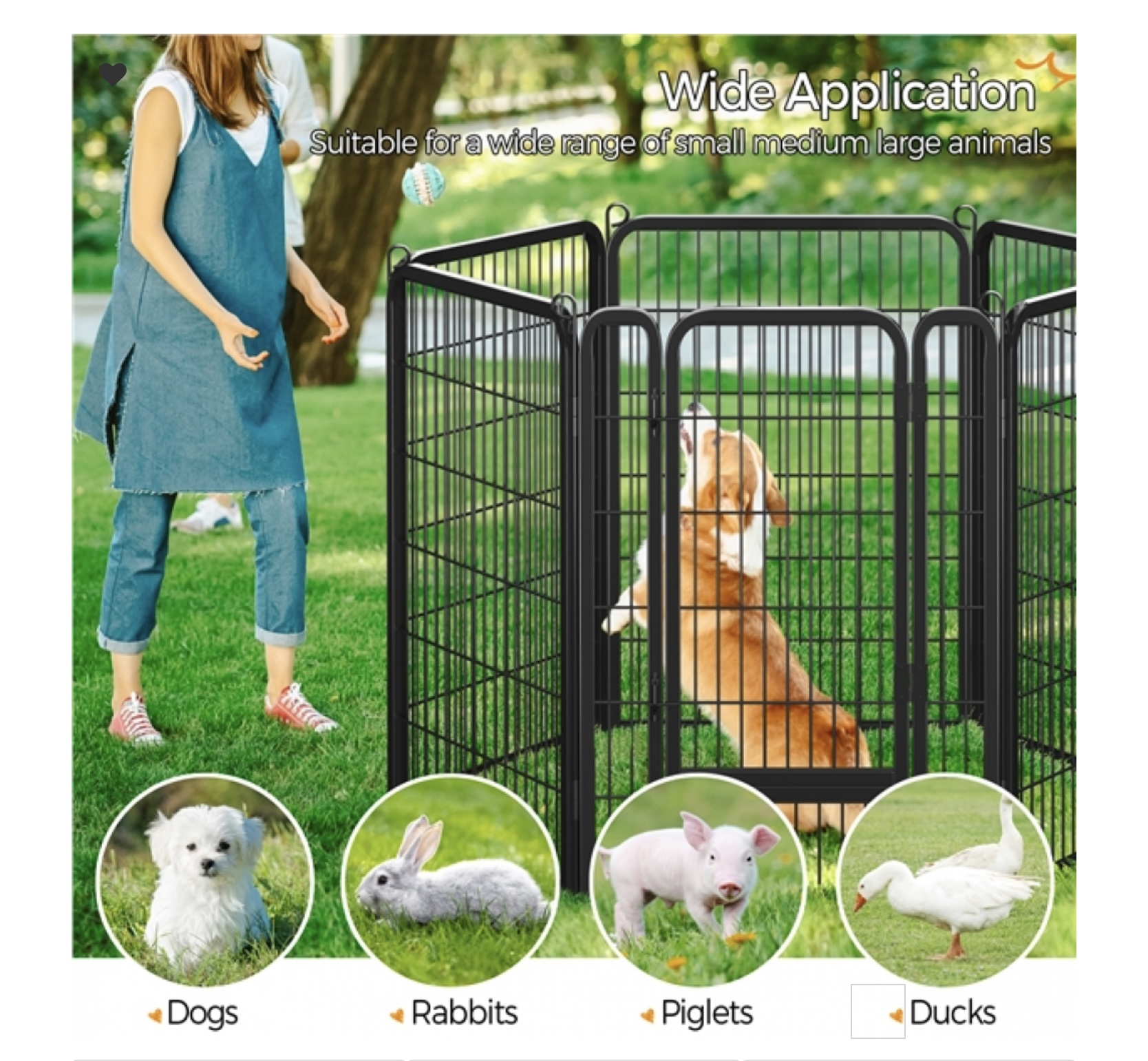Yaheetech 6 paneles prémium acél kisállat kennel – 100 cm magas, könnyű összeállítás (Y 12) - Image 6
