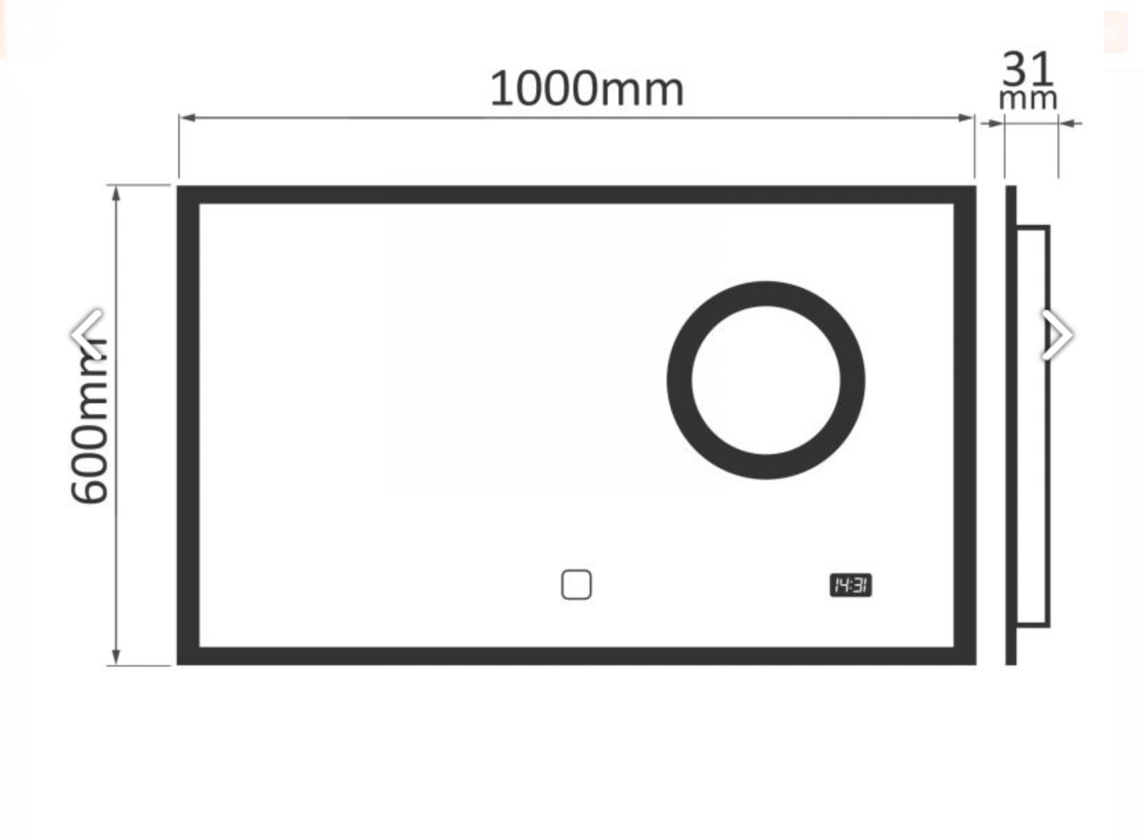 AQUAMARIN FÜRDŐSZOBATÜKÖR LED, ÉRINTŐKAPCSOLÓS, NAGYÍTÓ SMINKTÜKRÖS, 100 X 60 CM A++ (JG80586) - Image 2