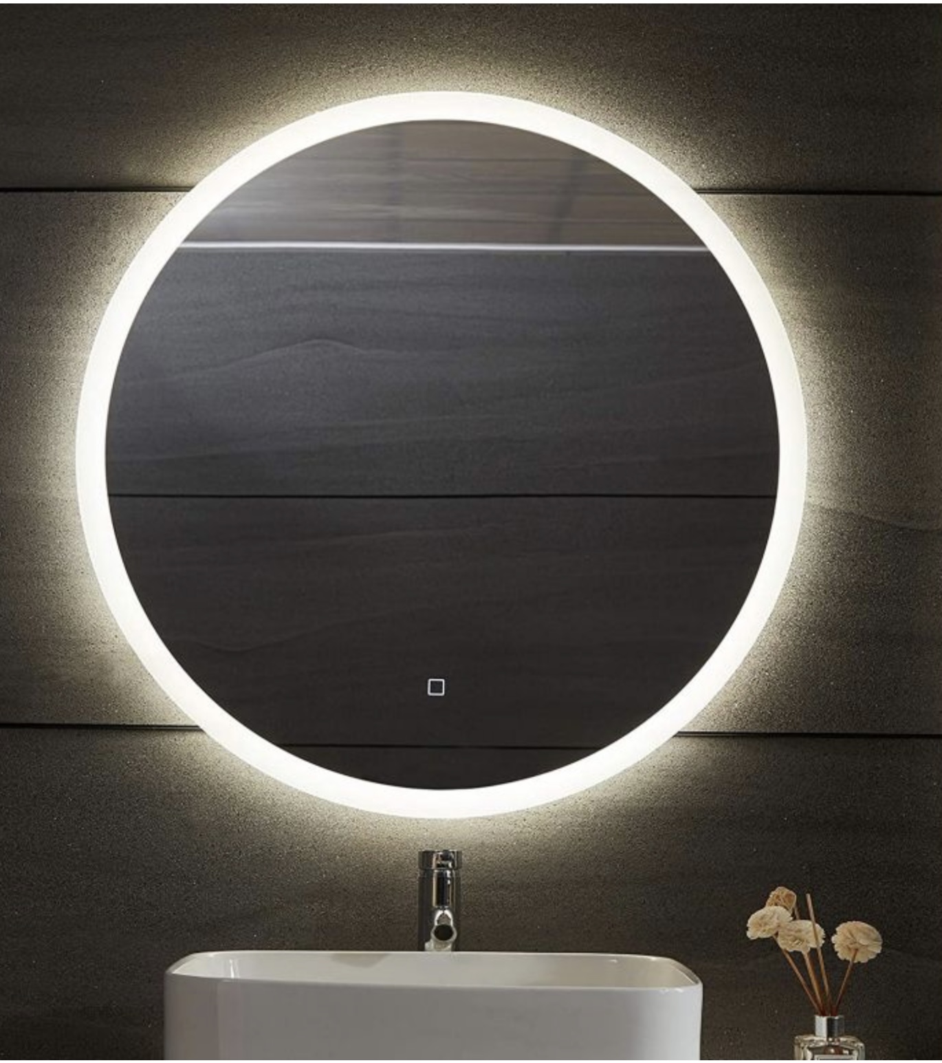 AQUAMARIN FÜRDŐSZOBATÜKÖR LED, PÁRAMENTESÍTŐ, ÉRINTŐKAPCSOLÓS  FUNKCIÓVAL, KÖR 80 CM