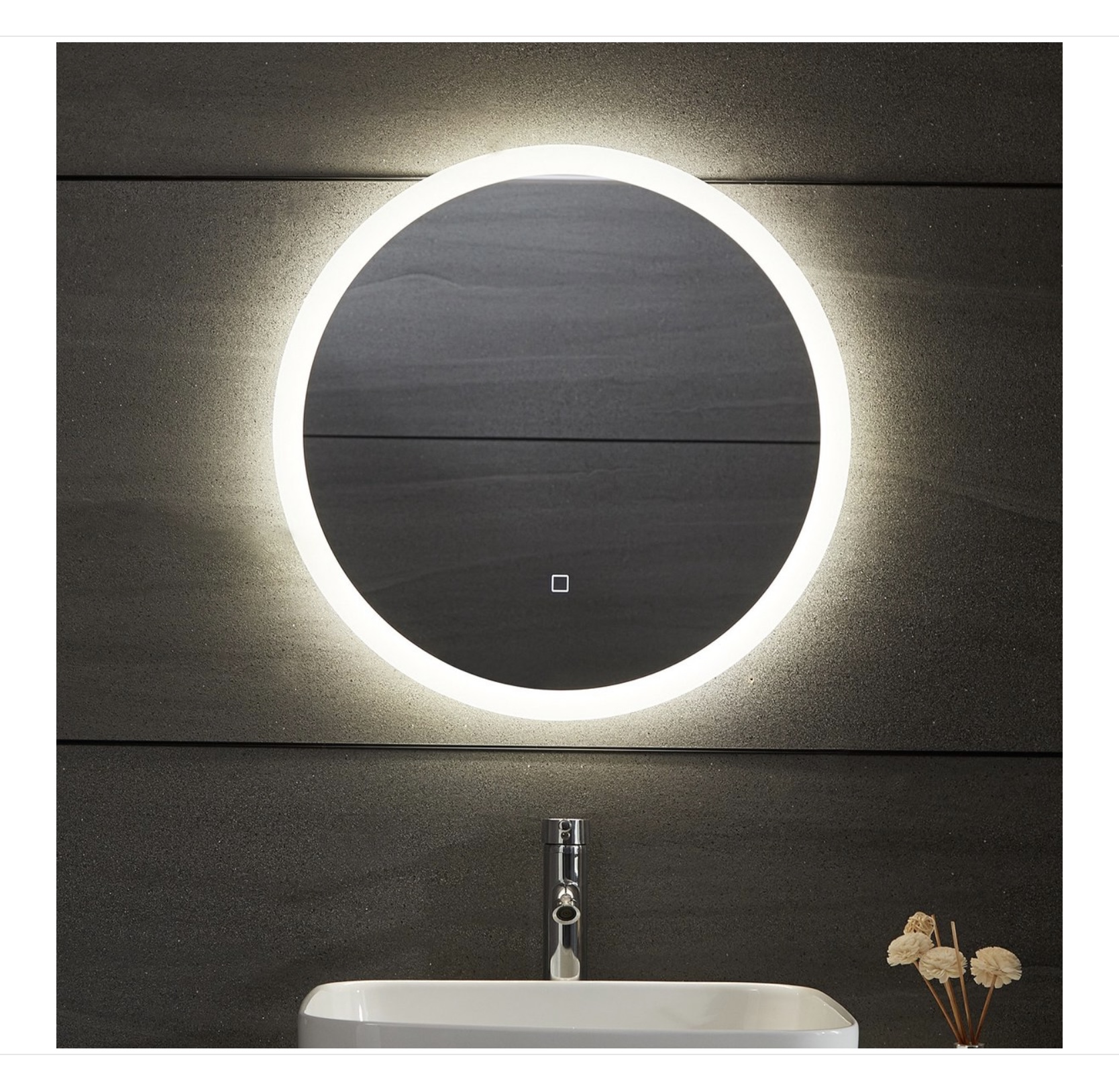 Aquamarin® LED kör alakú fürdőszobatükör – Ø 60 cm, érintőpanel, dimmelhető, páramentes - Image 5
