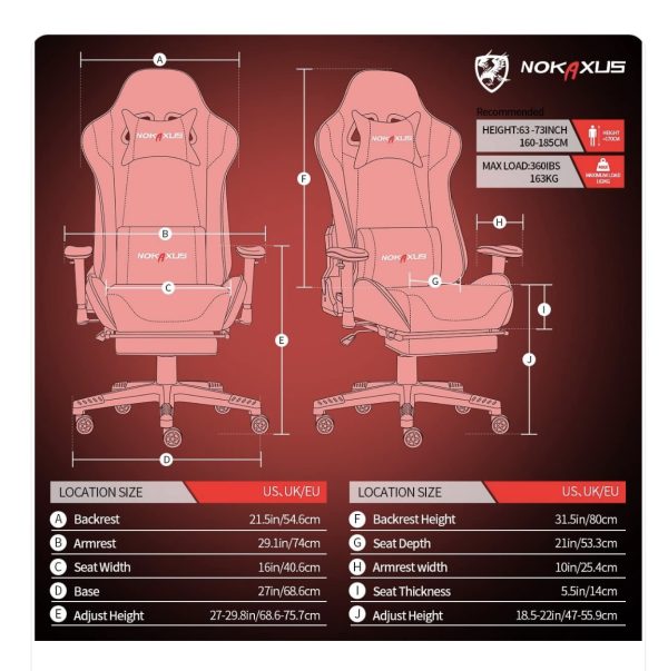 Nokaxus Piros Masszírozós Gamer- és Irodai Szék – Ergonomikus,  Behúzható Lábtartó Funkcióval - Image 4