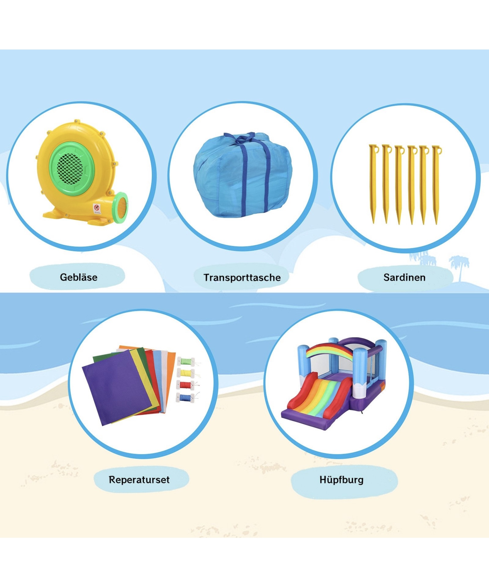 FCH Springburg felfújható ugrálóvár csúszdával – 380×260×244 cm (135 kg teherbírás) - Image 5