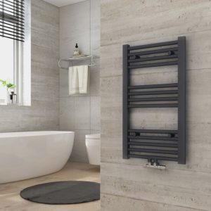 1000×400 mm antracit törölközőszárító radiátor – modern design és erőteljes fűtés, középső csatlakozás