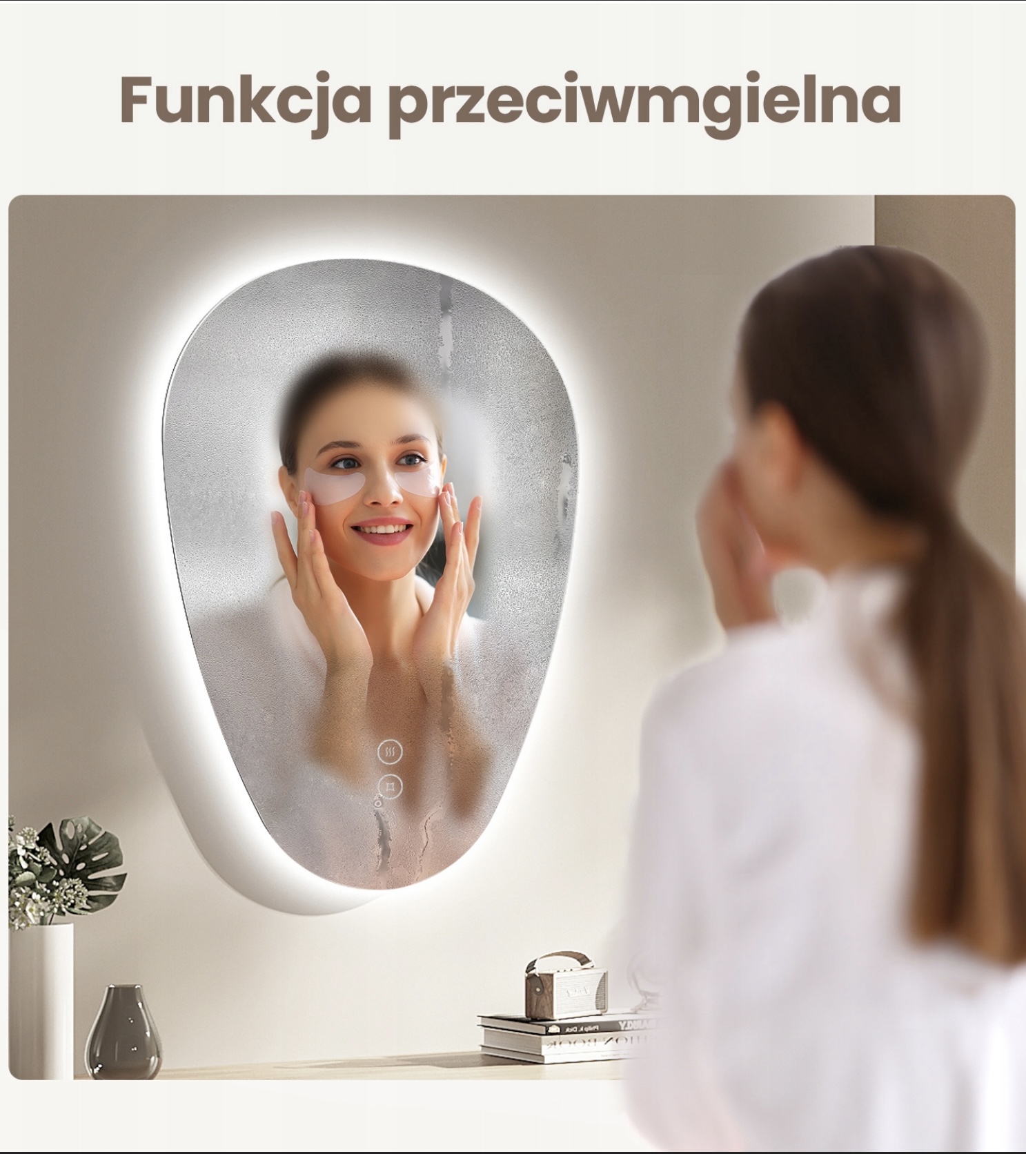 EMKE LED fürdőszobai tükör, páramentes, 3 színű, szabályozható fényerejű, érintőkapcsolós, 60x45cm - Image 4