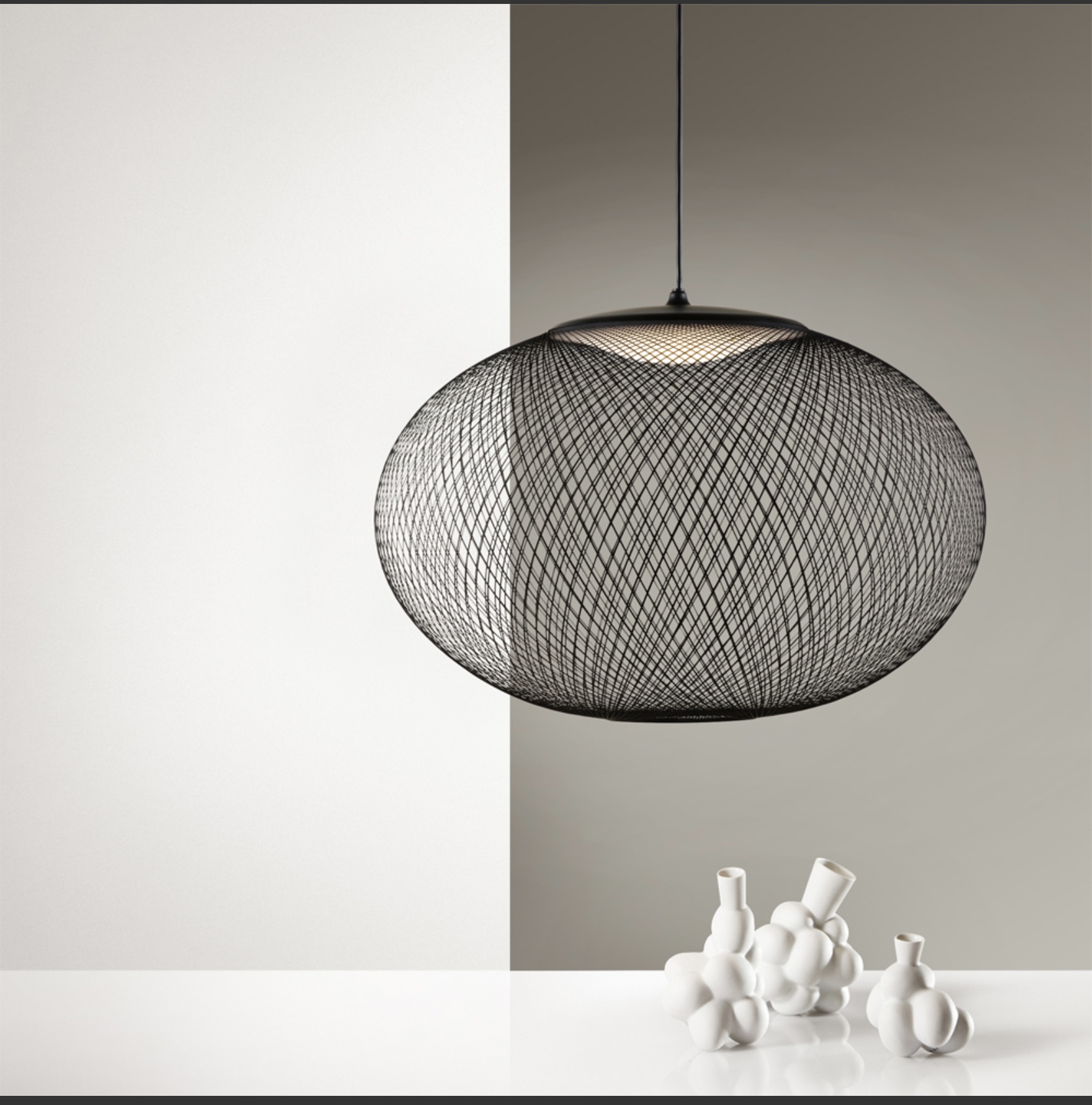 Bertjan Pot – NR2 függőlámpa, mennyezeti lámpa – modern design, üvegszálas fonat, elegáns ovális forma (220V)(dizájner termék, replika)