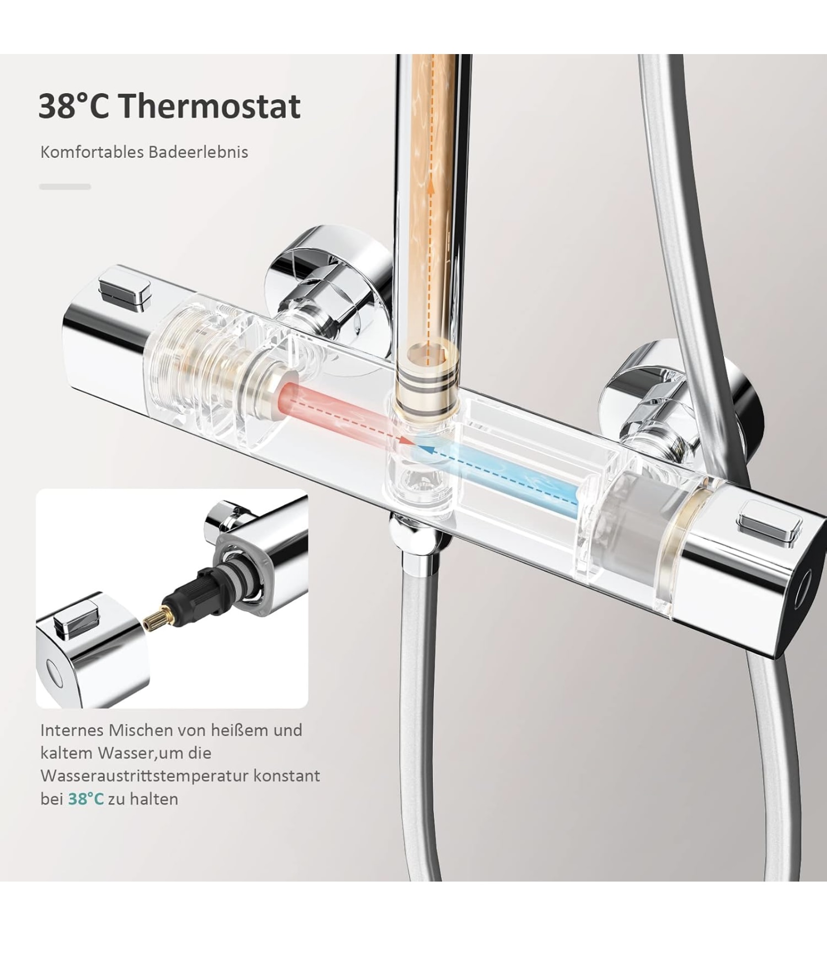 EMKE prémium termosztátos rain-zuhanyrendszer – 28 cm-es esőfejjel, kézi zuhannyal és állítható magassággal - Image 3