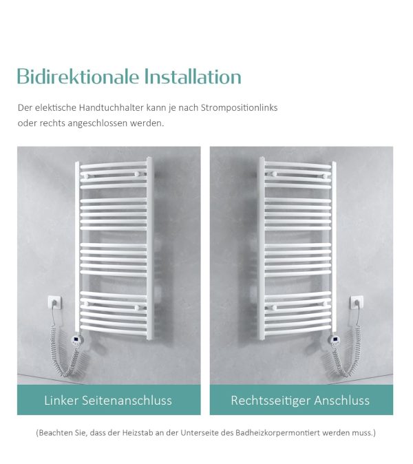 EMKE TR termosztátos fürdőradiátor 75 × 40 cm – meleg törölközők és stílusos fürdőszoba egyben (fehér) - Image 4