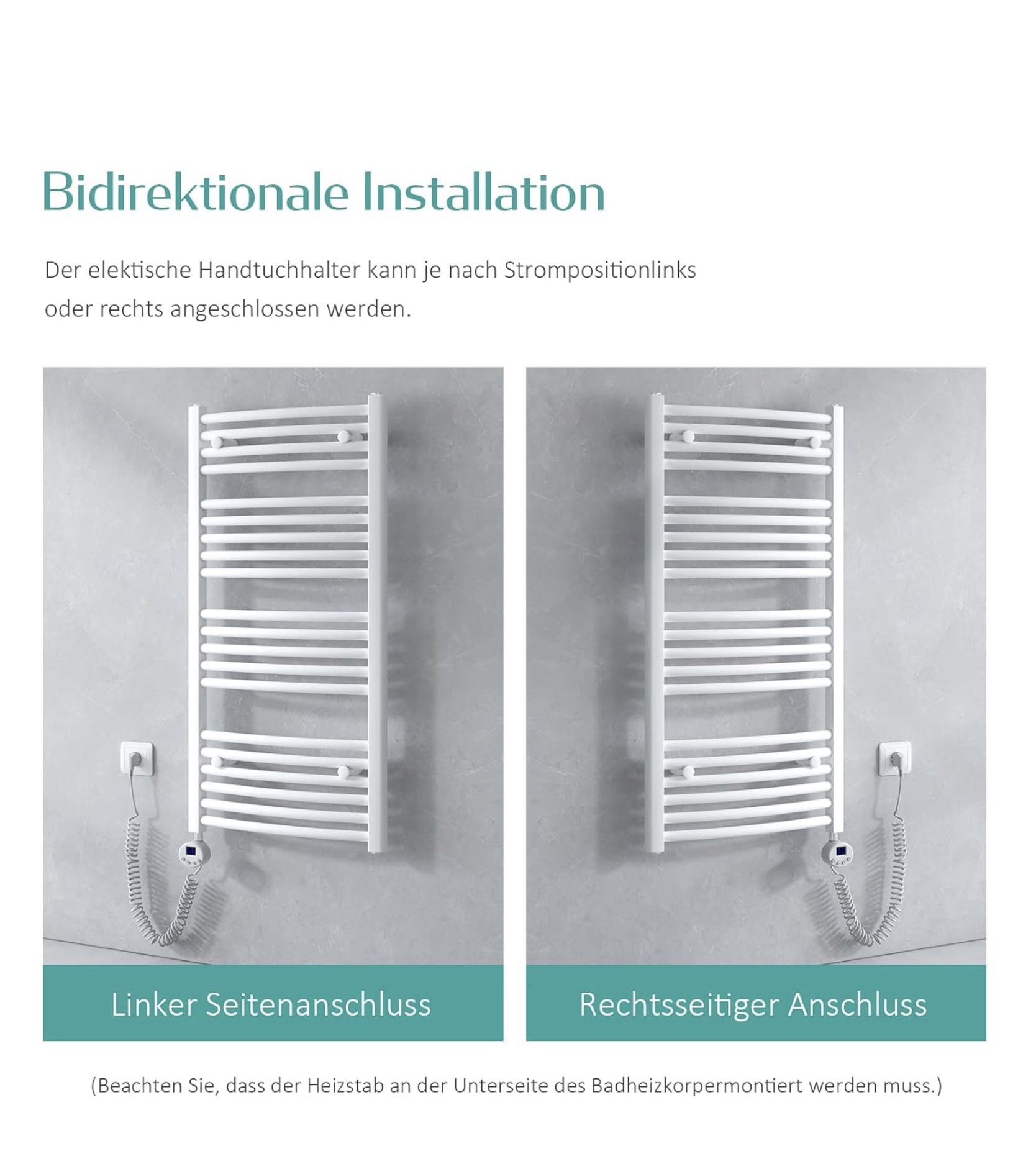 EMKE TR termosztátos fürdőradiátor 75 × 40 cm – meleg törölközők és stílusos fürdőszoba egyben (fehér) - Image 4