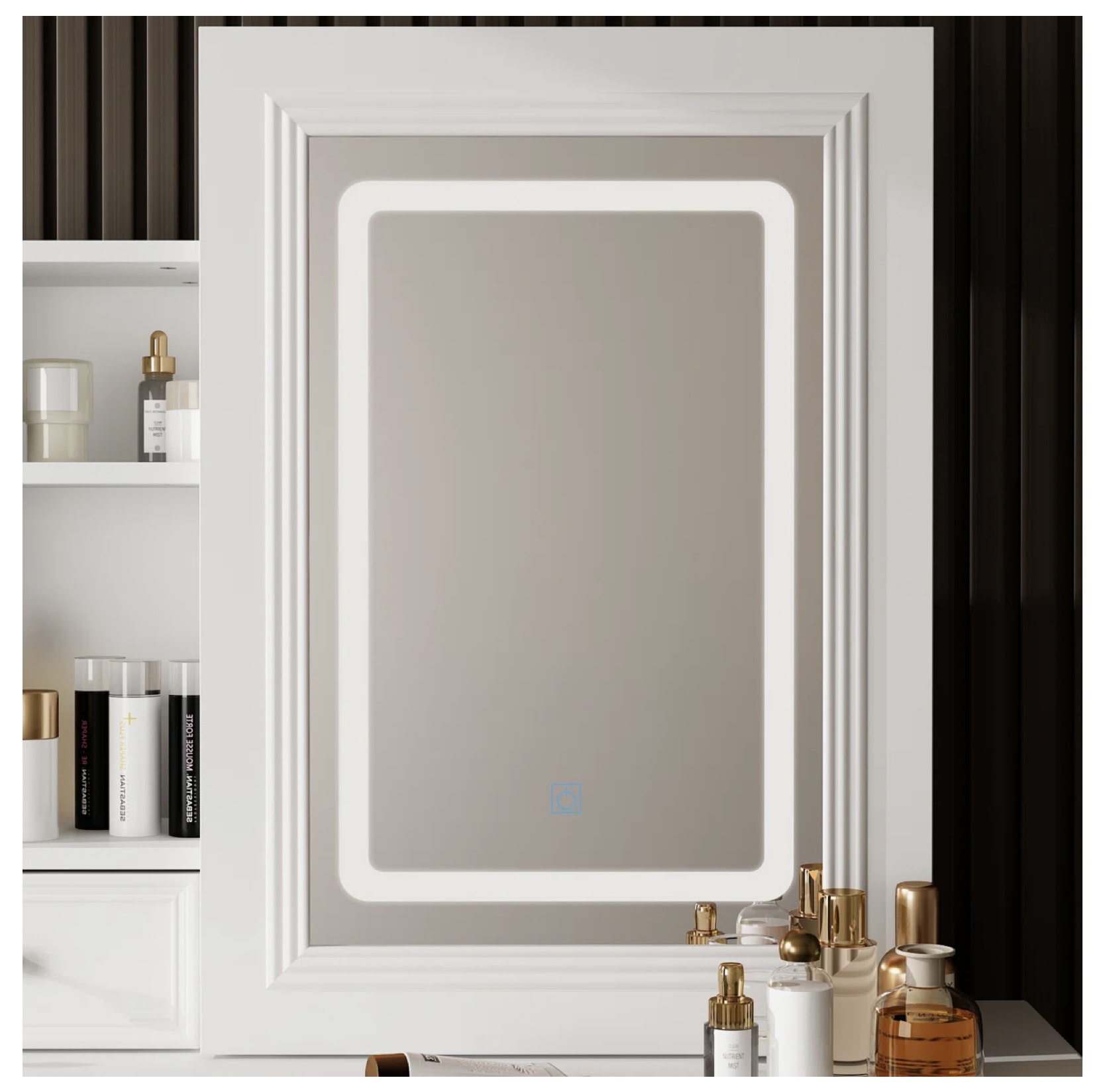 Ophelia & Co. Sminkasztal LED világítással és toló tükörrel - fehér - Image 3