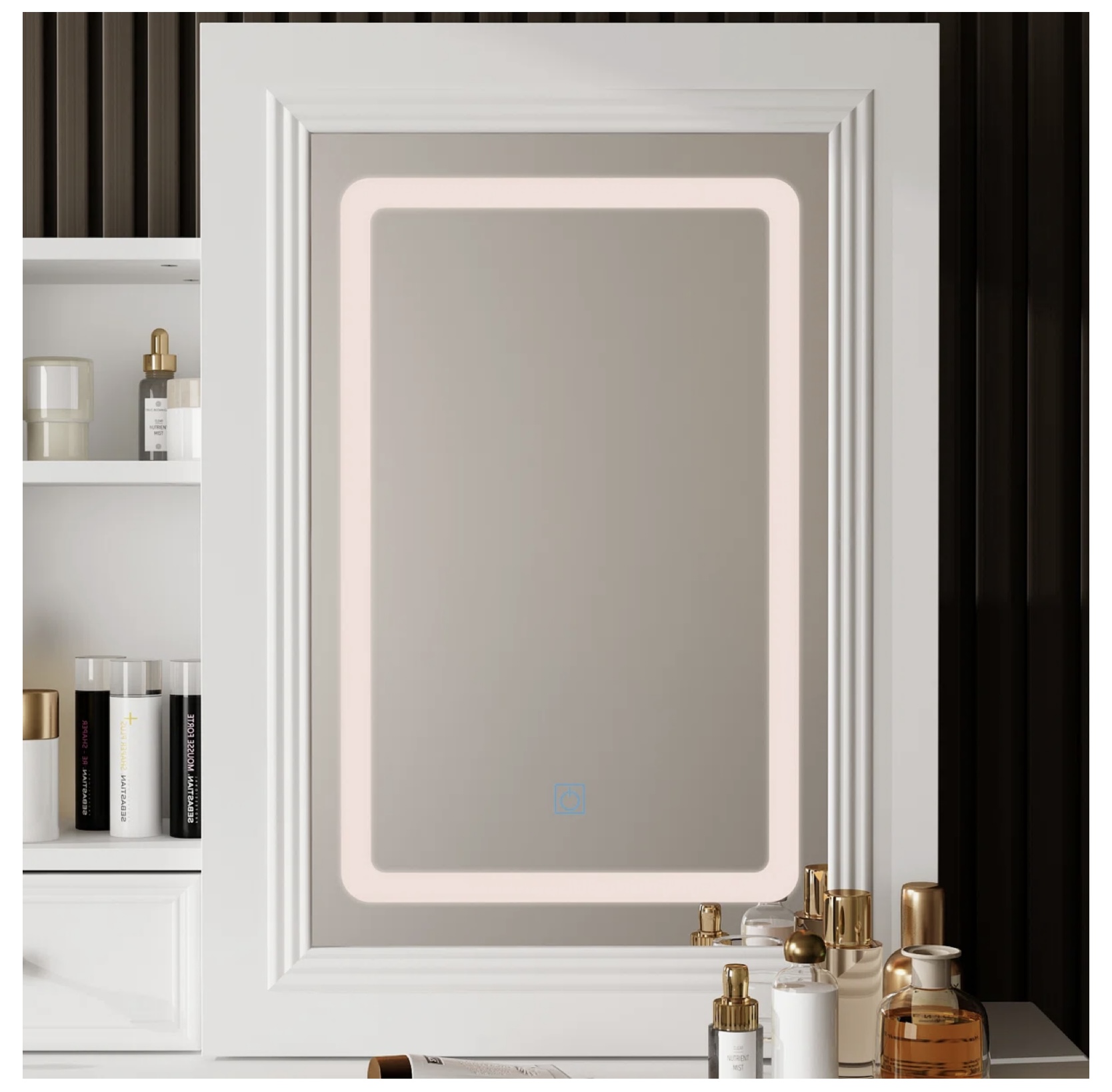 Ophelia & Co. Sminkasztal LED világítással és toló tükörrel - fehér - Image 5