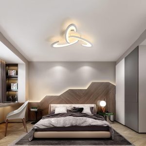 Mennyezeti lámpa távirányítóval, szabályozható fényerővel, fekete/fehér, 10-15m² ( 3 szirmos virág)