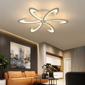 Mennyezeti lámpa távirányítóval, szabályozható fényerővel, fekete/fehér, 20-30m² (6 szirmos virág)