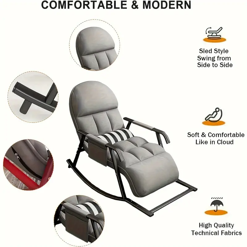 Állítható háttámlás és lábtartós relax fotel / hintaszék – 5 pozíciós kényelmi rendszerrel - Image 2