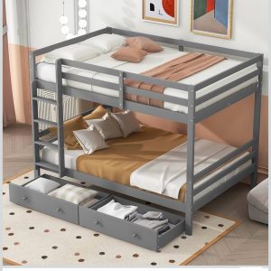 MERAX gyerek emeletes ágy kihúzható tárolós résszel – 140 × 200 cm