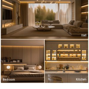 Amdelne LED-szalag 5 m – 320 LED/m, 24 V, 3600 lm, 2700 K, RF távirányítóval