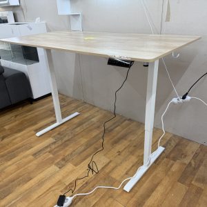 Elektromos, emelhető íróasztal – 160×80 cm, Sonoma tölgy lap + fehér váz (72–118 cm) – memóriás kezelőpanel