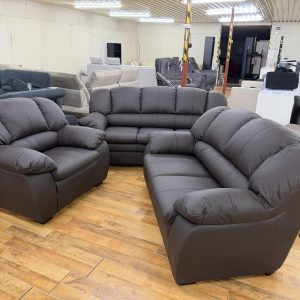 CASINO 3+2+1 valódi bőr ülőgarnitúra – sötétbarna – térben elhelyezhető