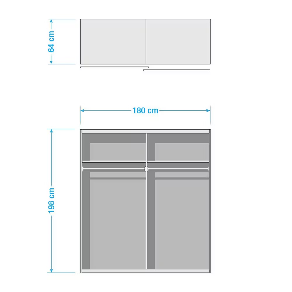 DUBLIN tolóajtós gardróbszekrény 180 cm Plank tölgy dekor / grafit – (J05771) - Image 5