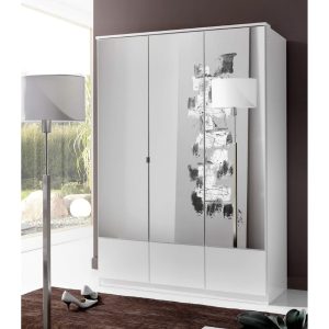 Imago 135 cm 3 ajtós nyílóajtós gardróbszekrény – fehér, tükrös ajtó dekor betéttel (047205)