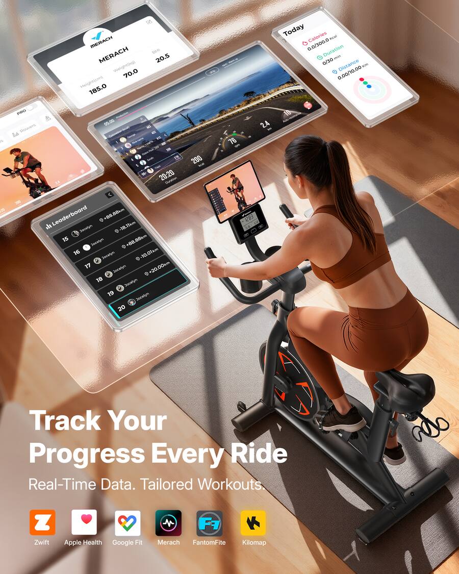 MERACH S36 szobakerékpár, 150 kg-ig terjedő teherbírással (Bluetooth-os app kapcsolat, tablet tartó, mágneses ellenállás)(edzőgép) - Image 4