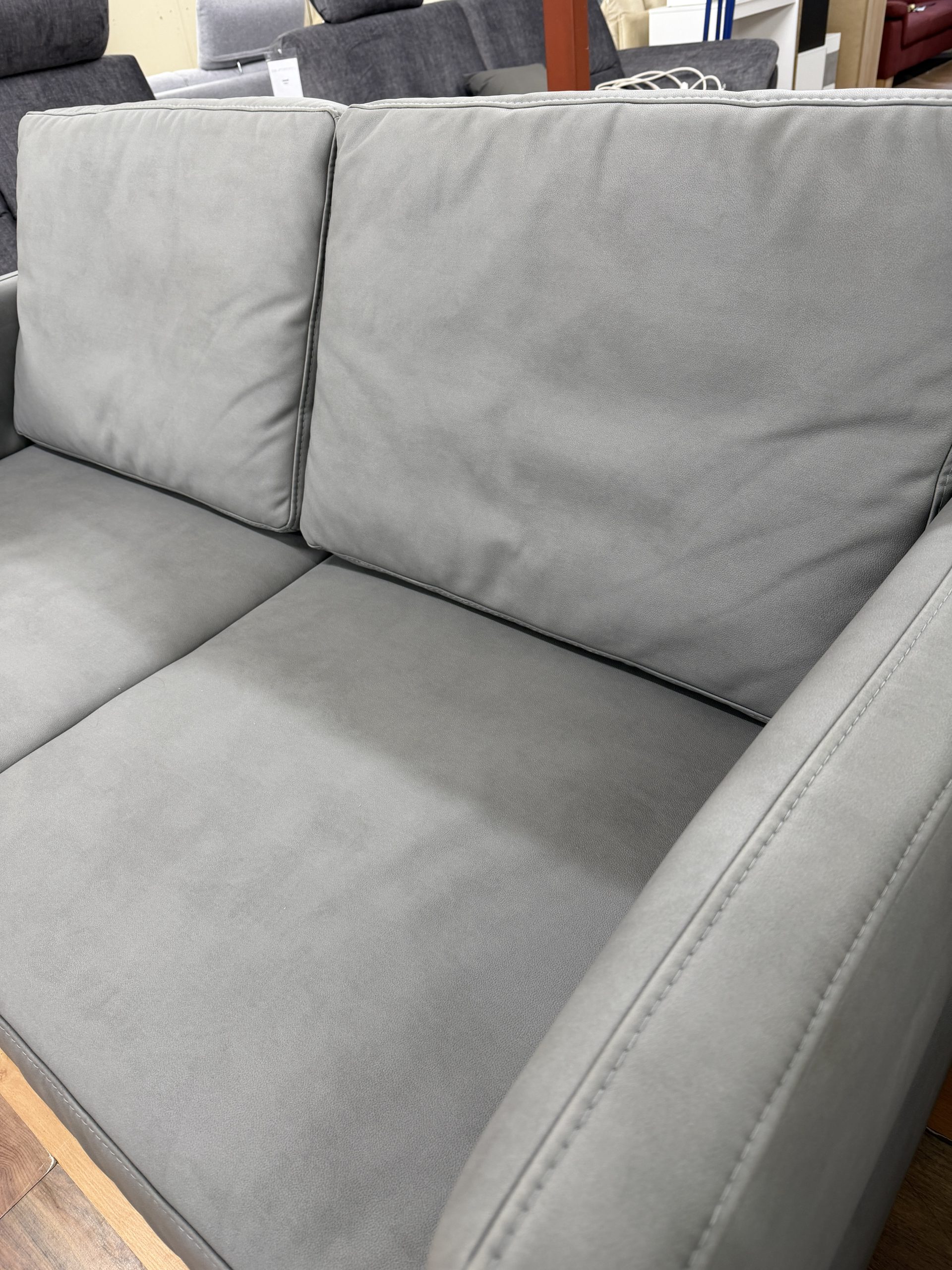 Multiflex ágyazható kanapé óriás puffal – szürke ökobőr borítással - Image 6